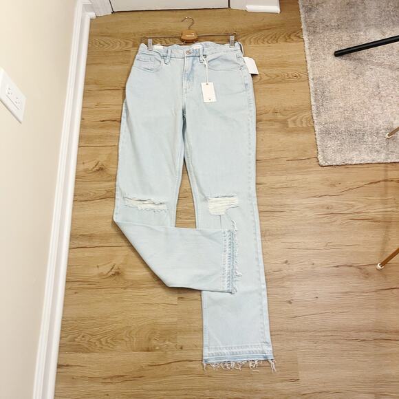 NWT Good American Good Icon Jeans Distressed Size 8/29 Light Wash - Picture 2 of 9